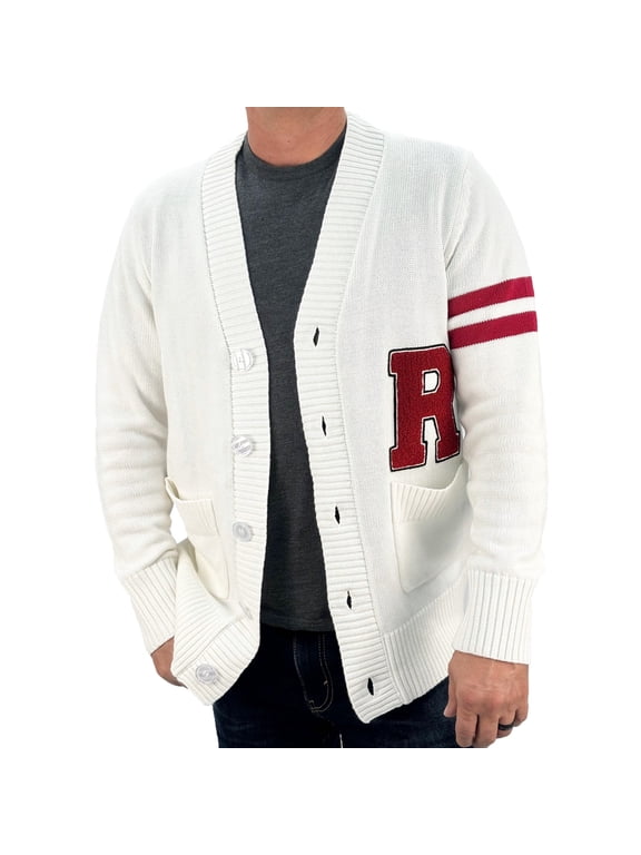 - Mens 1950s Letterman Cardigan Sweater (3XLarge White R)