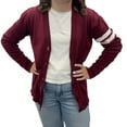 thumbnail image 1 of Hip Hop 50's Shop Women's V Neck Knit Varsity Cardigan Sweater Letterman Lightweight (2X-Large Maroon), 1 of 5