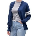 thumbnail image 1 of Hip Hop 50's Shop Women's V Neck Knit Varsity Cardigan Sweater Letterman Lightweight (2X-Large Navy), 1 of 4