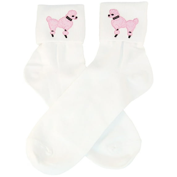 Hip Hop 50's Shop Womens Bobby Poodle Sock with Poodle Applique for Adult (Light Pink)