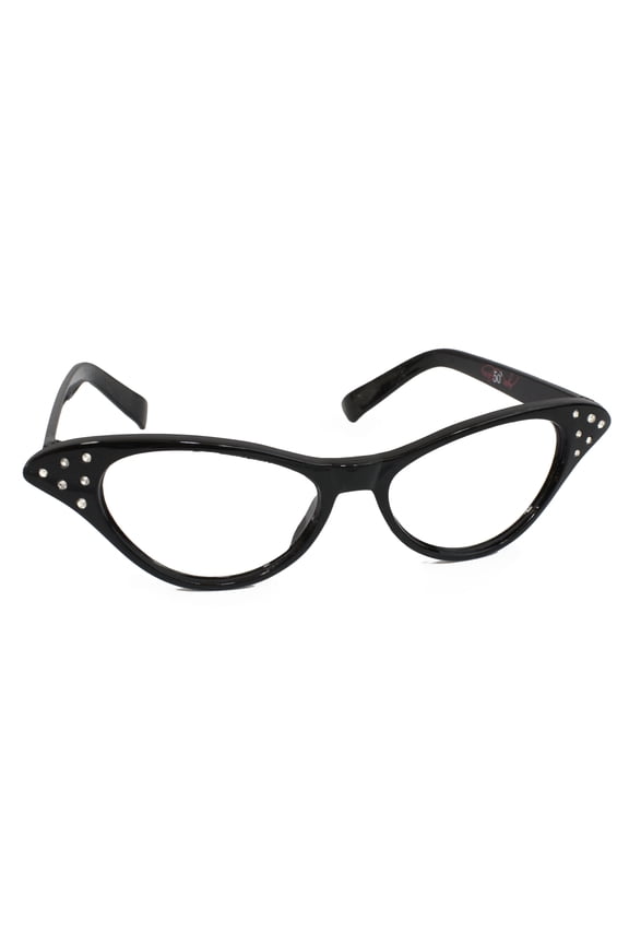 Womens Cat Eye Rhinestone Glasses (Adult Black)