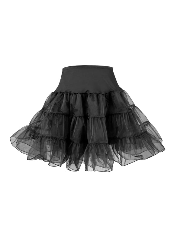 Womens Vintage Rockabilly Tutu Petticoat Slip (3XLarge/4XLarge Black)
