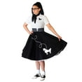 thumbnail image 1 of Hip Hop 50s Shop 1950s Adult 7 Piece Costume Set Poodle Skirt, Petticoat, Polo Shirt with Accessories (XLarge Black w/White), 1 of 7