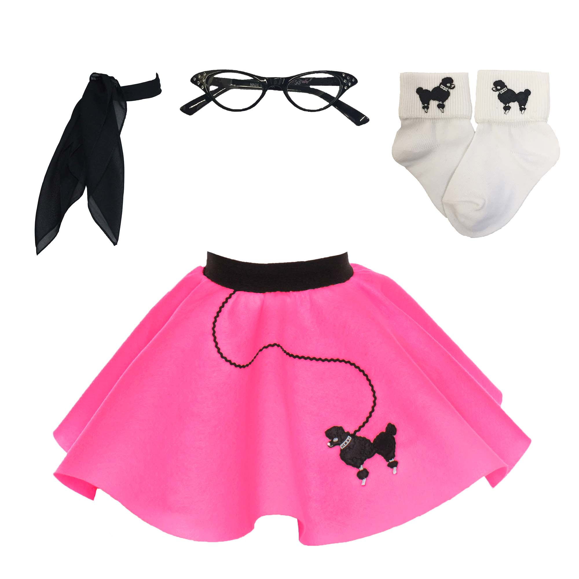 Hip Hop 50s Shop Toddler 4 Piece 50's Poodle Skirt Outfit Costume