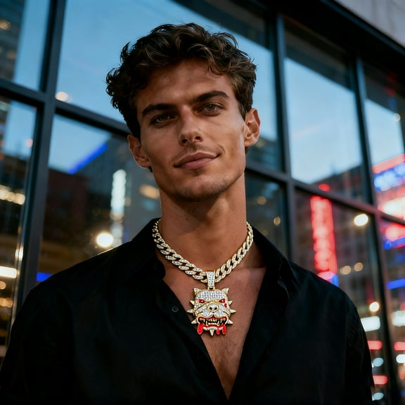 Hip Hop Animal shaped Bulldog Pendant Necklace With 15mm Crystal Cuban Chain HipHop Iced Out Bling Necklaces Men Women Fashion Charm Jewelry