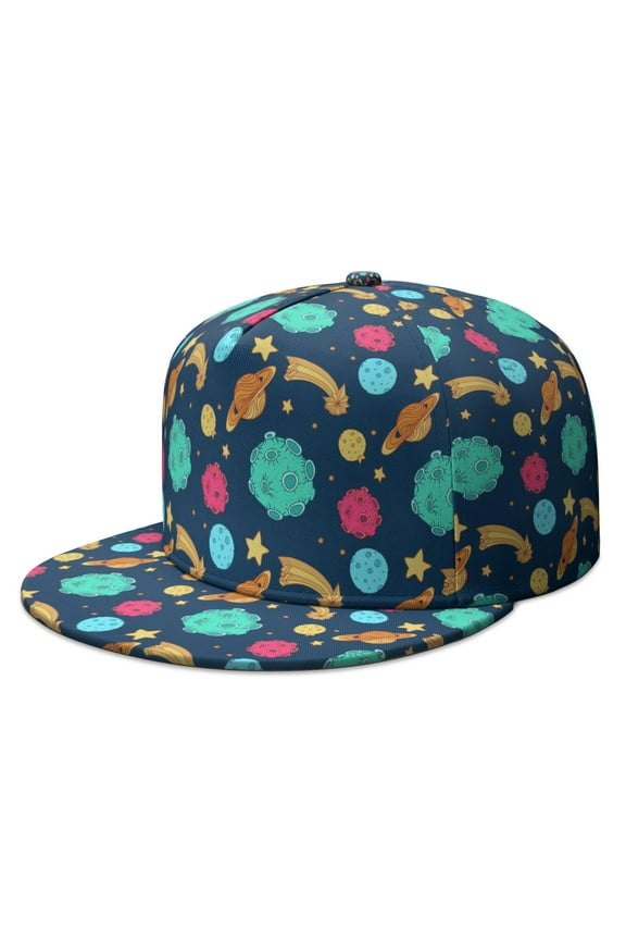 Hip Hop Baseball Cap - Alien Spacecraft Space and Galaxy Aesthetic Starry Night Sky Flat Visor Hat