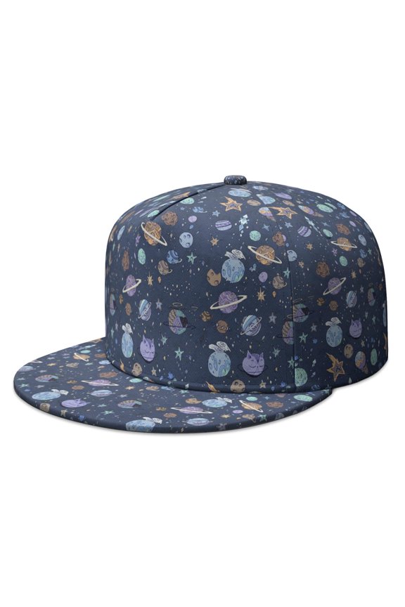 Hip Hop Baseball Cap - Alien Spacecraft Space and Galaxy Aesthetic Starry Night Sky Flat Visor Hat