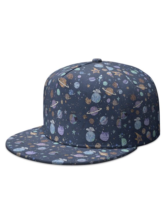Hip Hop Baseball Cap - Alien Spacecraft Space and Galaxy Aesthetic Starry Night Sky Flat Visor Hat