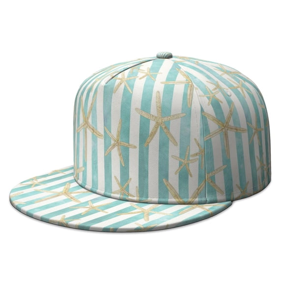 Hip Hop Baseball Cap - Coral Fish Summer Seaside Design Full Panel Snapback Hat with Breathable Eyelets