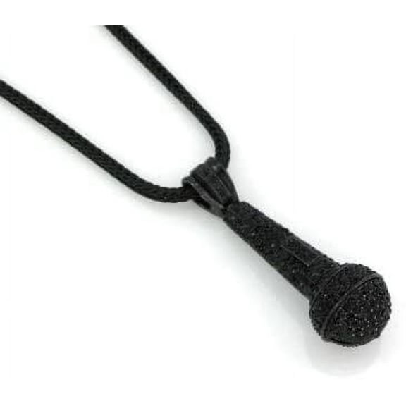 Hip-Hop Bling Black ice Mic Best Rapper, DJ, MC Pendant with Free 36" chain,
