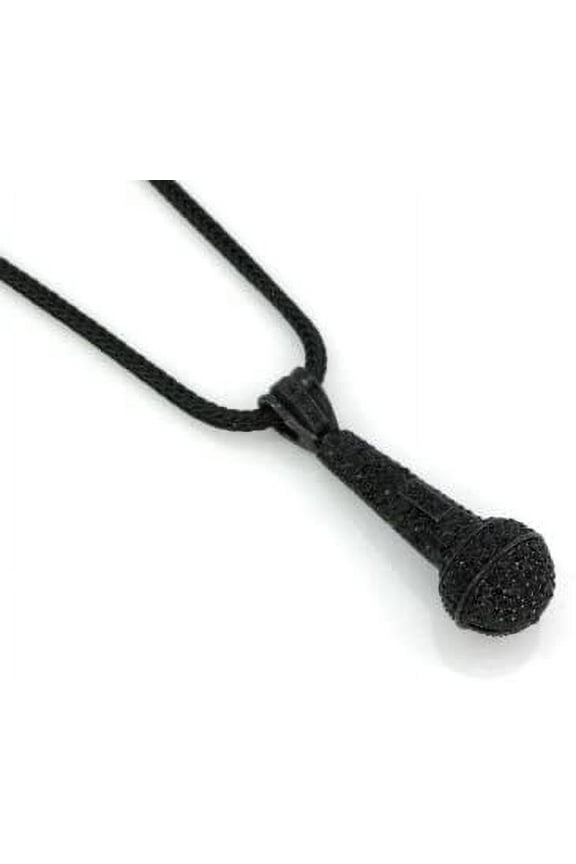 Hip-Hop Bling Black ice Mic Best Rapper, DJ, MC Pendant with Free 36" chain,