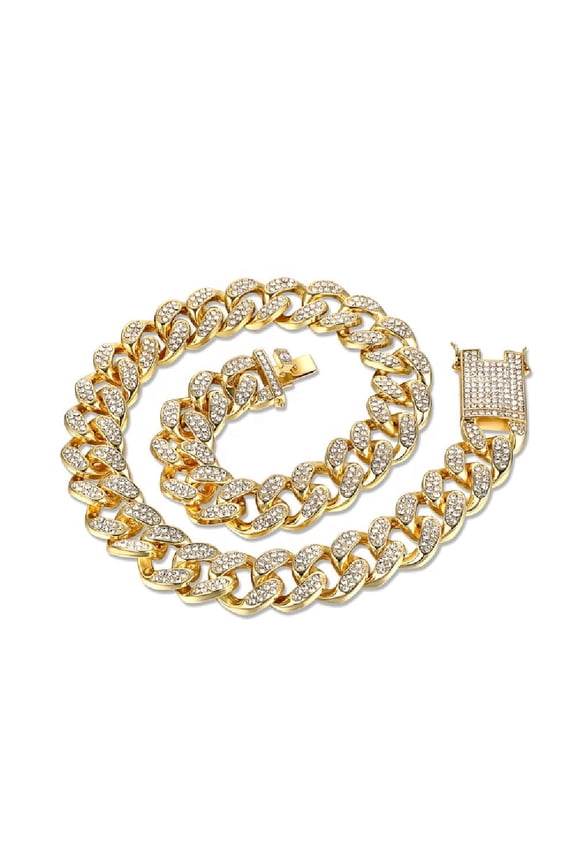 Hip Hop Bling Cuban Link 20mm Chain Fully Iced 14K Y Gold Plated Necklace Bracelet Jewelry