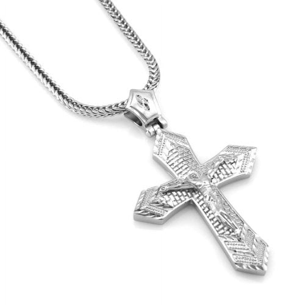 Hip Hop Bling Fashion Silver Tone Trinity Crucifix Cross Pendant 