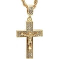 thumbnail image 1 of Hip Hop Bling Gold Tone Block Cross Crucifix Pendant 24" Rope Chain #1059, 1 of 1