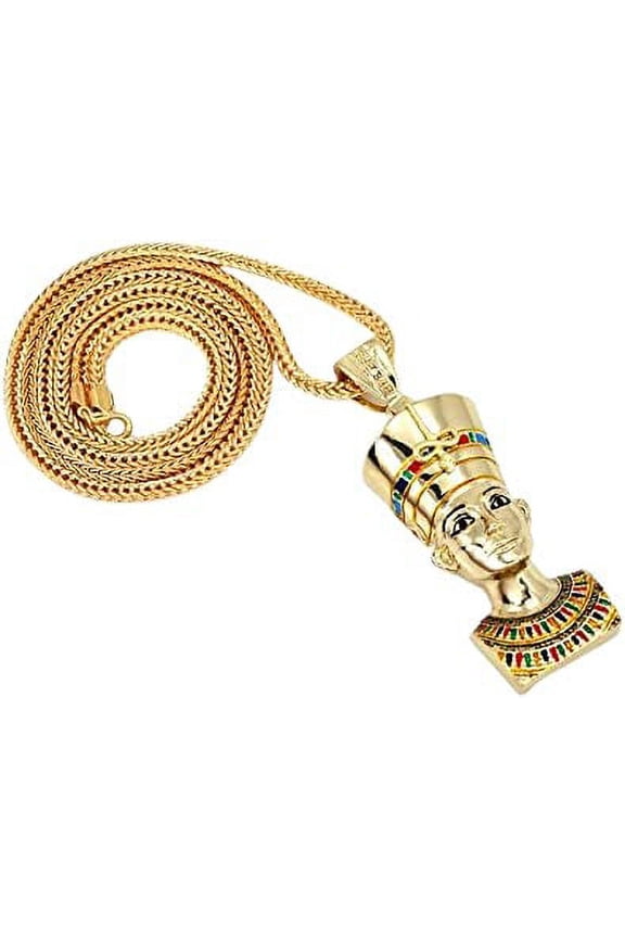 Hip Hop Bling Gold Tone King Tut Pharaoh Prince Pendant Free 36" Chain