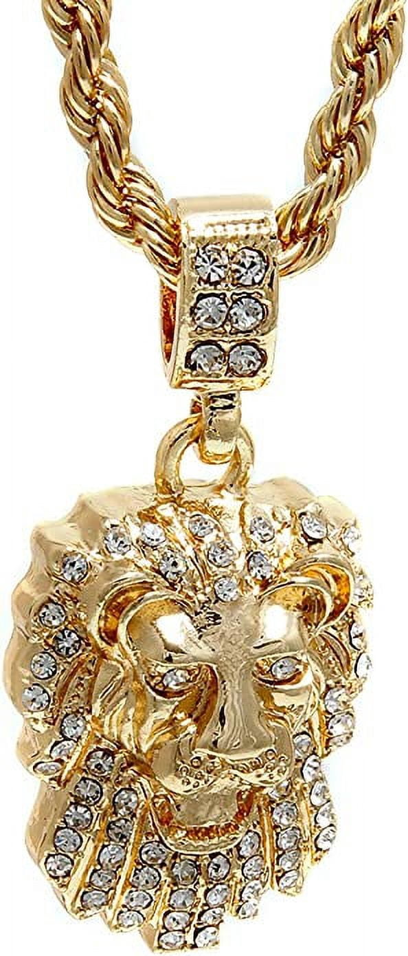 Lion Rapper Chain Hip Hop Bling Gold Tone Lion King Pendant 24