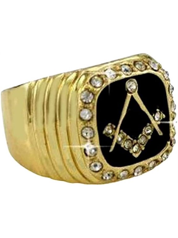 Hip-Hop Bling Gold Tone Men's Ring Size 10