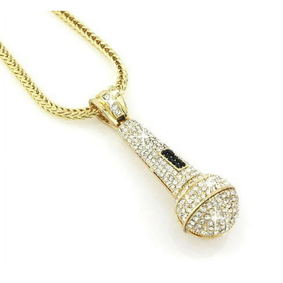 Hip Hop Bling Gold Tone Plated Microphone Best Raper Pendant