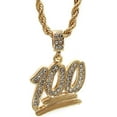 thumbnail image 1 of Hip Hop Bling Gold Tone The Emoji 100 Pendant 24" Rope Chain #1068, 1 of 1