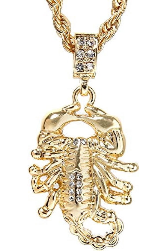 Hip Hop Bling Gold Tone The Scorpion King Pendant 24" Rope Chain #1078