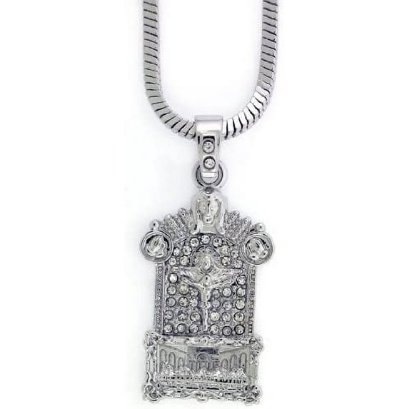 Hip-Hop Bling Iced Silver Tone Crucifix Last Super of Christ Pendant Necklace with Free 24" chain,
