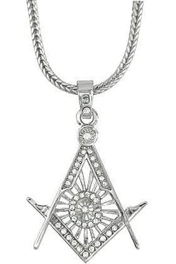 Hip Hop Bling Rodium Plated Mason / Masonic G Pendant.