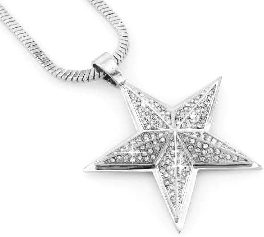 Hip Hop Bling Rodium Plated Sulver Tone Famous Star Pendant - Walmart.com