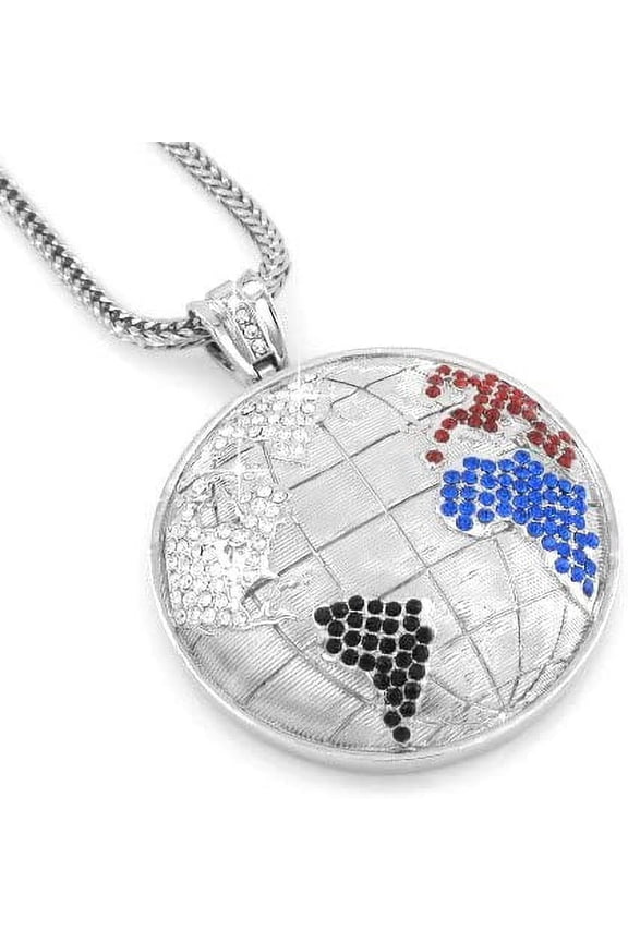 Hip Hop Bling Rodiun palted Silver Tone World Is Mine Pendant