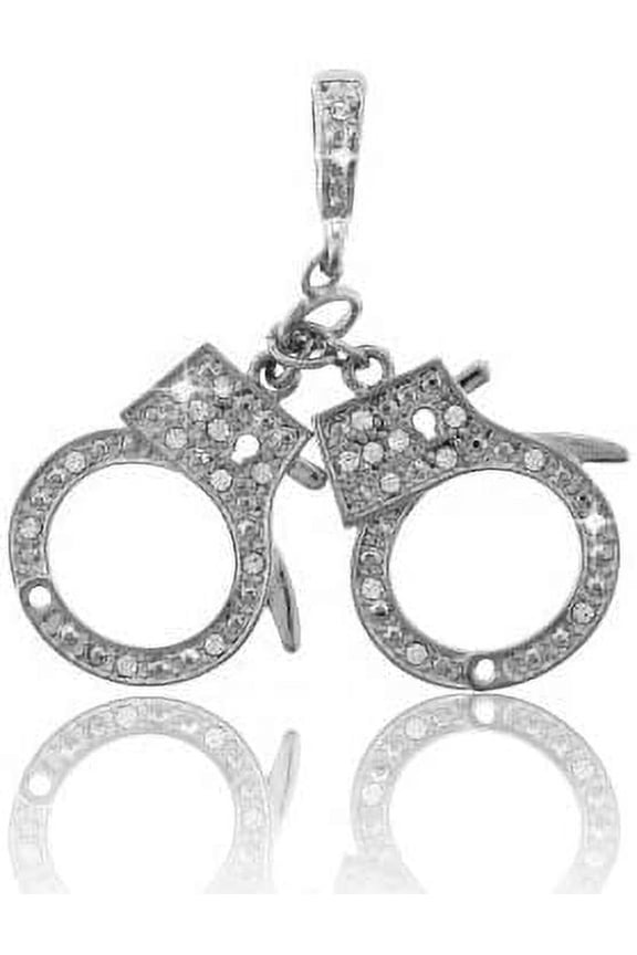Hip-Hop Bling Silver Tone Hand Cuffs Pendant