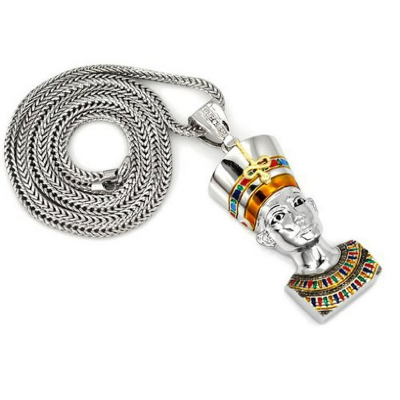 Hip Hop Bling Silver Tone King Tut Pharaoh Prince Pendant Free 36" Chain