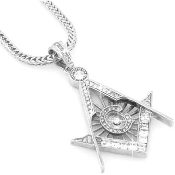 Hip Hop Bling Silver Tone Mason Masonic G Pendant