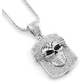 thumbnail image 1 of Hip Hop Bling Silver Tone The Skull Dog Tag Pendant Necklace free 36" chain, 1 of 1