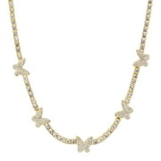 ICE STAR Women's Butterfly Iced Chain – Bling Hip Hop Necklace with CZ Stones – Fashion Jewelry - 4mm Gold Tennis