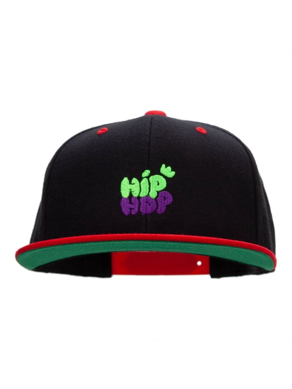 Hip Hop Bubbles Embroidered Wool Blend Classic Snapback - Black Red OSFM