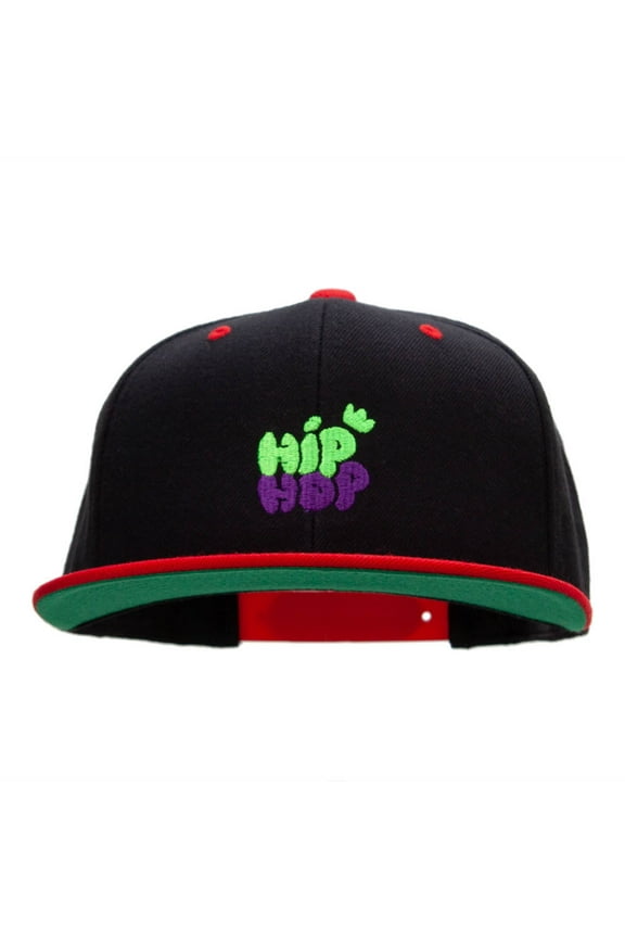 Hip Hop Bubbles Embroidered Wool Blend Classic Snapback - Black Red OSFM