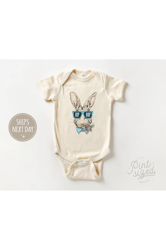 Hip Hop Bunny Onesie, Boys Easter Bodysuit, Hipster Baby Onesie Cute Baby Onesie, BABY BODYSUIT LAT 4424
