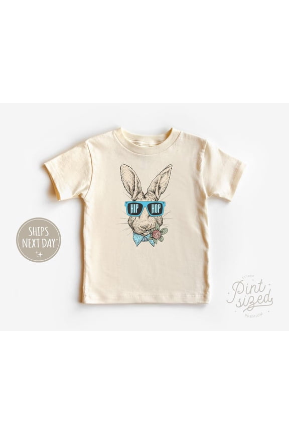 Hip Hop Bunny Toddler Raglan - Boys Easter Shirt - Hipster Natural Kids Tee, New Born, Baby Shower Gift, New Parents Gift