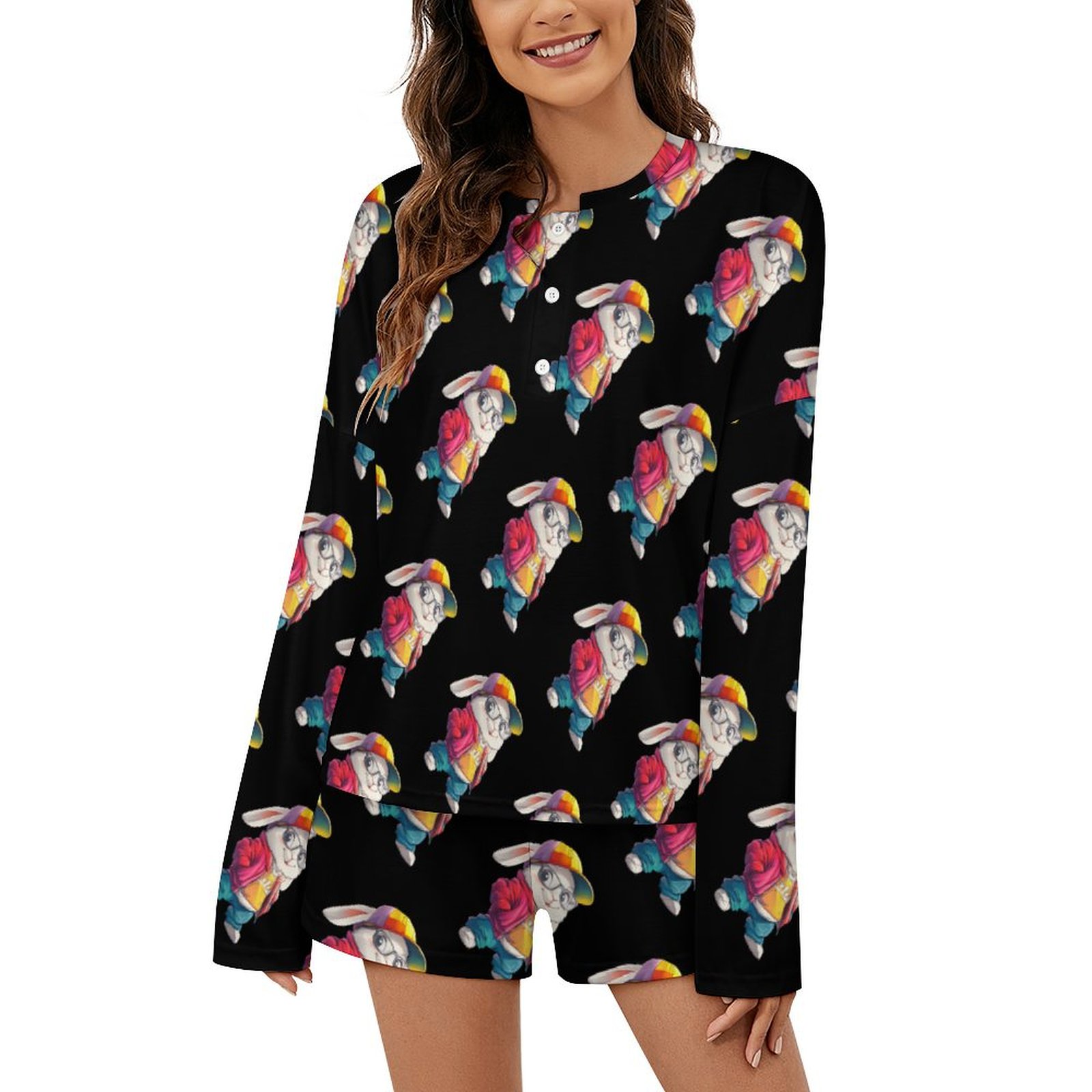 Bunny Hop Long Pajamas - Sky