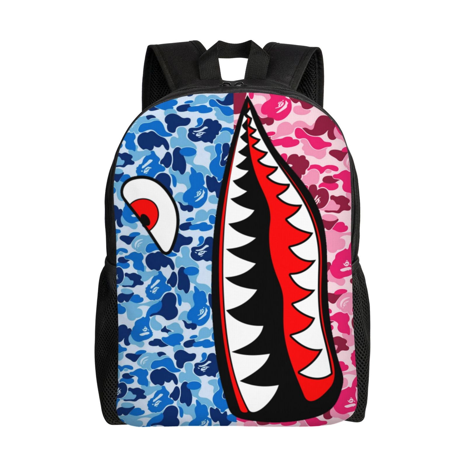 Hip Hop Camouflage Bape Shark Backpack Water Resistant College School Bags Bookbag Travel Hiking Camping Daypack for Adults Teens Boys Girls 16in Walmart