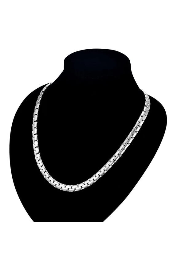 Hip Hop Chain 6mm 14K White Gold Necklace Male Flat Box Link Womens Mens Chain 20" 23" 26" D213