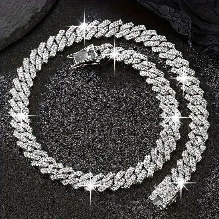 Hip Hop Chain Iced Gold Silver Plated Zig Zag Cuban Cubic