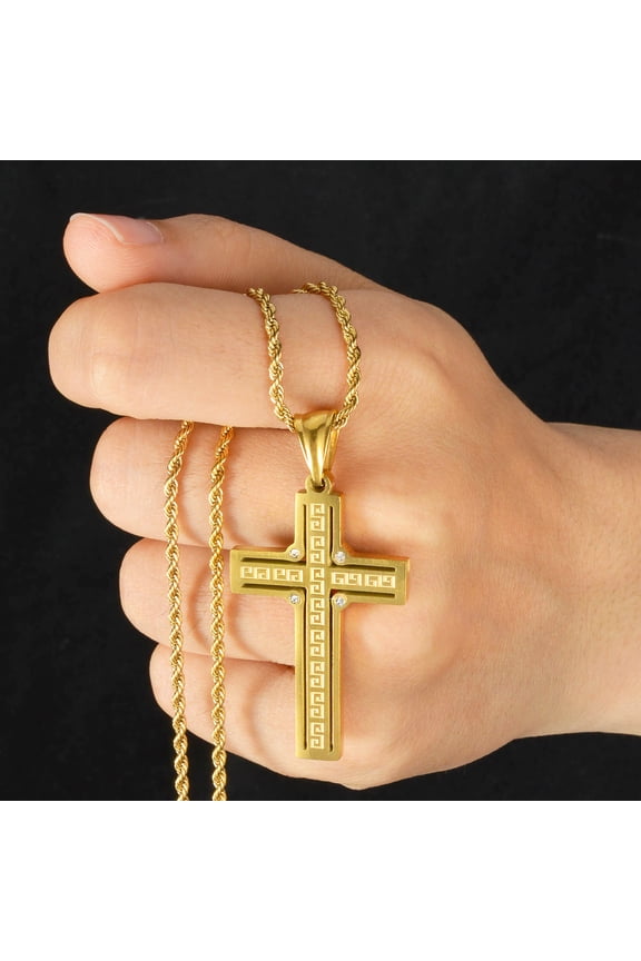Hip Hop Christian Jesus Cross Necklace for Women Men 14K Gold Choker Prayer Baptism Gift Jewelry