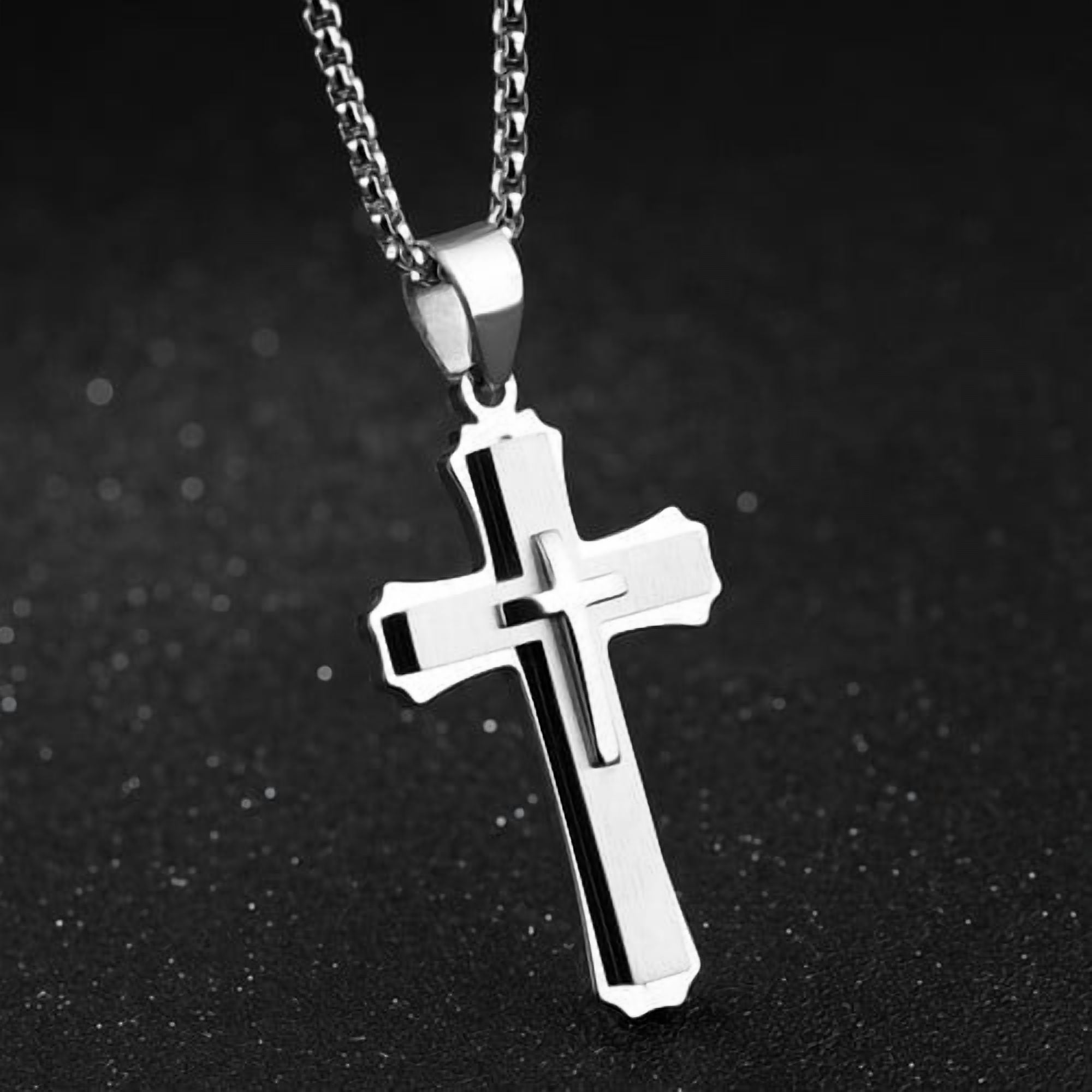 Hip Hop Christian Jesus Cross Necklace for Women Men 14K Yellow Gold Choker Prayer Baptism Gift Jewelry