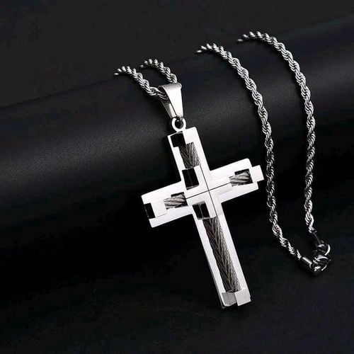 Hip Hop Christian Jesus Cross Necklace for Women Men 14K Yellow Gold Choker Prayer Baptism Gift Jewelry