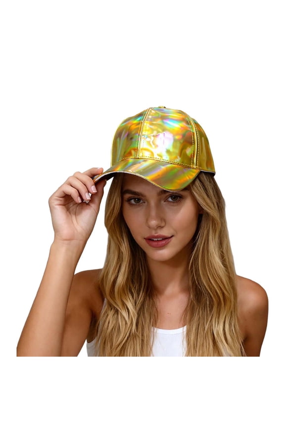 Hop Colorful Baseball Cap Women Men Laser Shiny Jazz Snapback Hat for Music Festival and Party