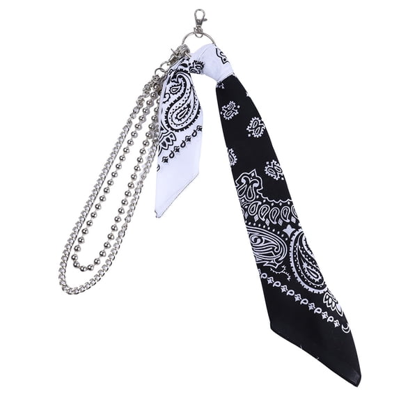 Hip Hop Contrast Color Paisley Biker Bandana with Waist Wallet Chain Pants Belt