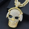thumbnail image 1 of Hip Hop Cool Dominating Skull Pendant Necklace 13mm with Cuban Chain High Quality Crystal Iced Out Bling Hip Hop Jewelry Necklaces Street Dance Accessories Fashion Creative Gifts, 1 of 6