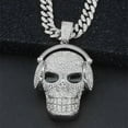 thumbnail image 1 of Hip Hop Cool Dominating Skull Pendant Necklace 13mm with Cuban Chain High Quality Crystal Iced Out Bling Hip Hop Jewelry Necklaces Street Dance Accessories Fashion Creative Gifts, 1 of 5