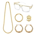 thumbnail image 1 of KAWELL Retro 80s 90s Fashion Jewelry Set, Vintage Style Sunglasses Chain Necklace Hoop Earrings, Gold Tone Accessories for Women Men, 1 of 5