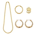 thumbnail image 1 of KAWELL Retro 80s 90s Fashion Jewelry Set, Vintage Style Sunglasses Chain Necklace Hoop Earrings, Gold Tone Accessories for Women Men, 1 of 4